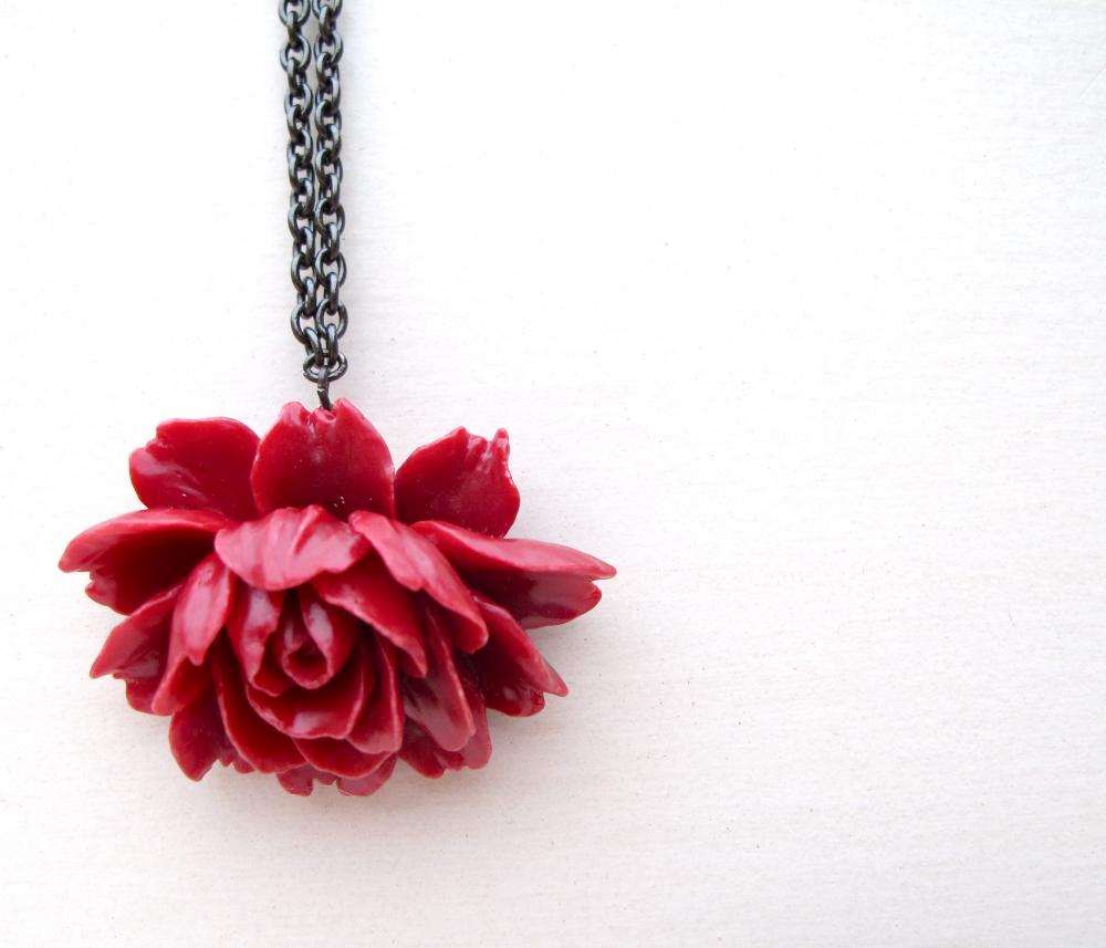 Antique Rose Pendant. Bridesmaid Jewelry. Choose Color. Red Pink
